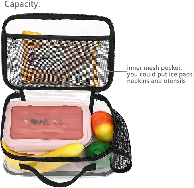 FlowFly Kids Lunch box Insulated Soft Bag Mini Cooler Back to School Thermal Meal Tote Kit for Girls, Boys,Clear