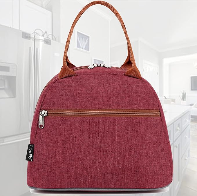 FlowFly Insulated Lunch Cooler Bag - Tote Bag Organizer for Women/Men, Red