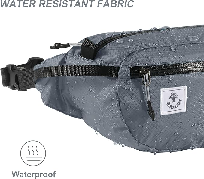 4Monster Hiking Waist Packs Portable,Water Resistant Fanny Bag with Adjustable Strap,Lightweight Crossbody Chest Bag Slim Bag