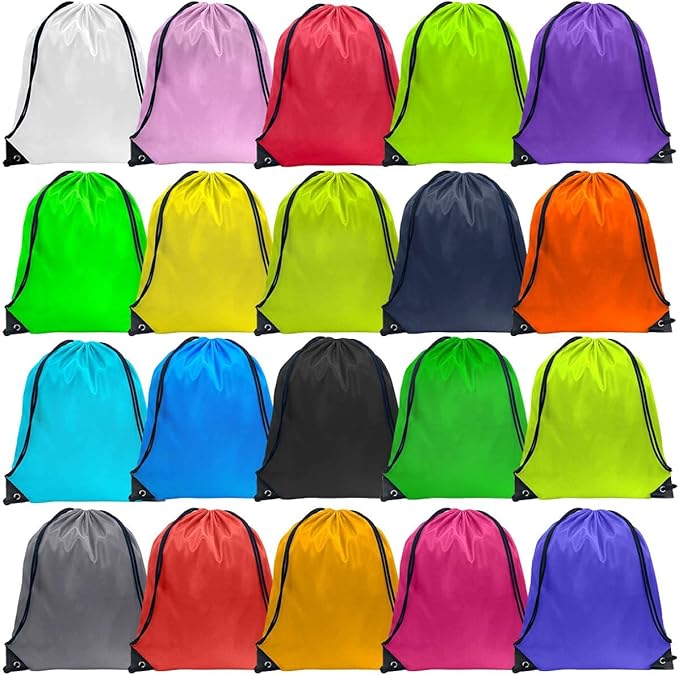 GoodtoU Drawstring Bags Bulk, 40 Pcs Draw String Bags Nylon Cinch Bags Gym Drawstring Backpack String Bag Backpack, 20 Colors