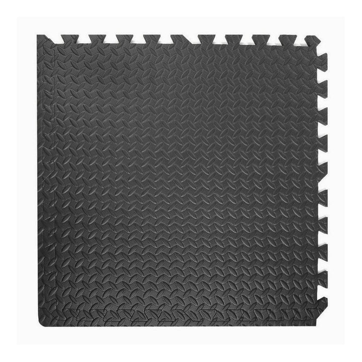 Xspec 3/8" Thick 100 sq. ft. (25 pcs) Gym EVA Foam Floor Mats (24" x 24") | Steel Pattern, Black