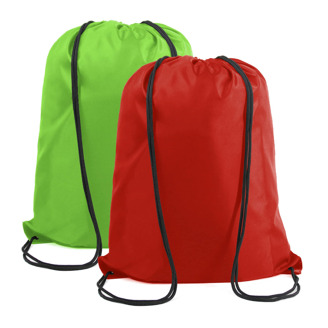 BeeGreen Green and Red Drawstring Backpack Bags Bulk 2 Pack X-Large 22.4" L x 17.5" W Sports Cinch Sack Gym String Bags Machine Washable Heavy Duty for Men Women