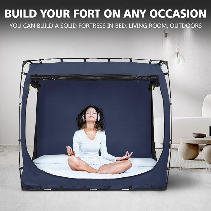 Bed Tent Bed Canopy Queen Size Tents for Adult and Kids- Original Design Portable Dream Tent Indoor Sleeping 80% Blackout with 3 Doors Breathable Big Space Tents