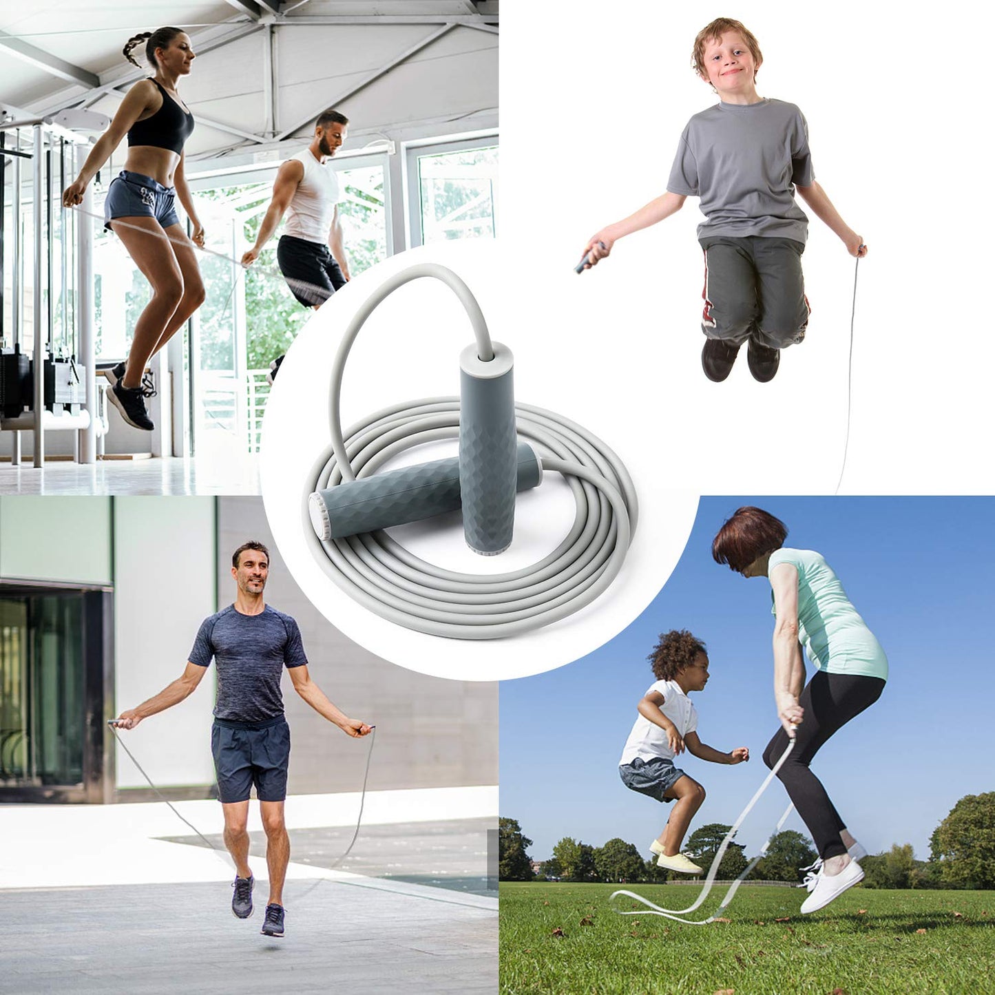 Weighted Jump Rope Workout 1LB Professional Skipping Rope with Adjustable Length&Silicone Comfortable Grips,Heavy Jumpropes Adults Fitness Women Men Kids,Cardio Boxing Endurance Training Exercise-Blue