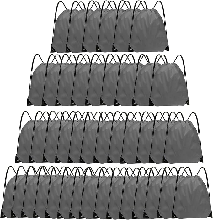 Drawstring Bags 42 Pcs Drawstring Backpack Bulk String Backpack Cinch Bag Sackpack for Men Women Gym (Gray)