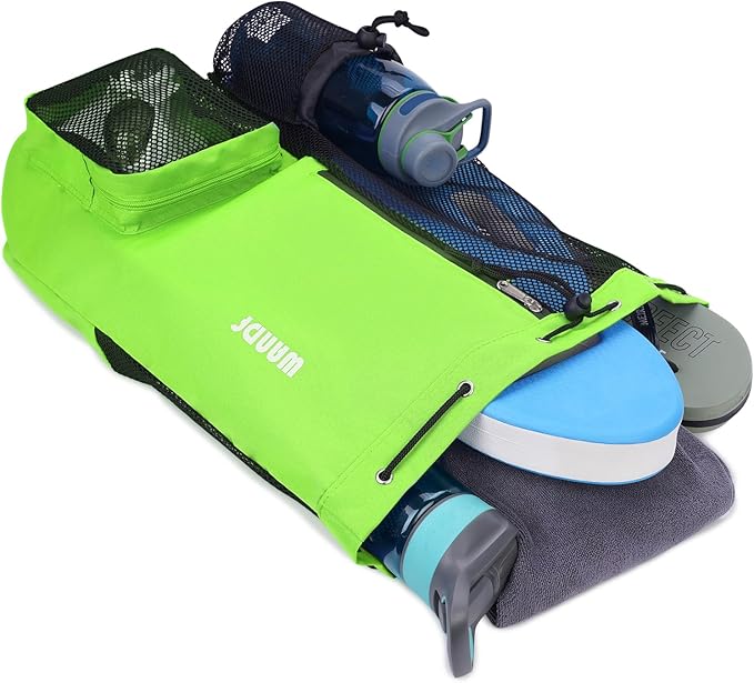 WANDF Swim Bag Mesh Drawstring Backpack with Wet Pocket for Swimming, Gym, and Workout Gear