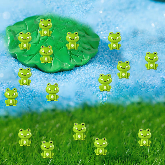 100 Pieces Mini Green Plastic Frog Garden Decorations, Wsimily Tiny Frog Sculptures for Fairy Garden, Dollhouse Décor, Party & Home Decoration - Cute Miniature Frog Figurines