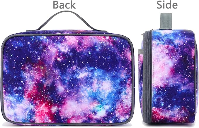 FlowFly Kids Lunch box Insulated Soft Bag Mini Cooler Back to School Thermal Meal Tote Kit for Girls, Boys,Galaxy