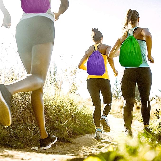 GoodtoU Drawstring Backpack Bulk Nylon Drawstring Bag String Backpack Bulk for Gym Party Trip, 12 Colors