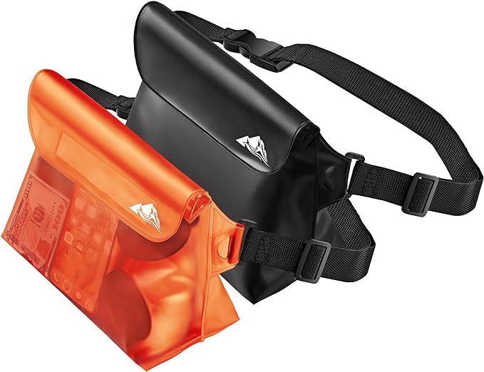 HEETA 2/3/4 Pack Waterproof Pouch with Waist Strap, Screen Touchable Dry Bag with Adjustable Belt for Phone Valuables for Kayaking, Swimming, Snorkeling, Boating, Fishing, Surfing & Beach