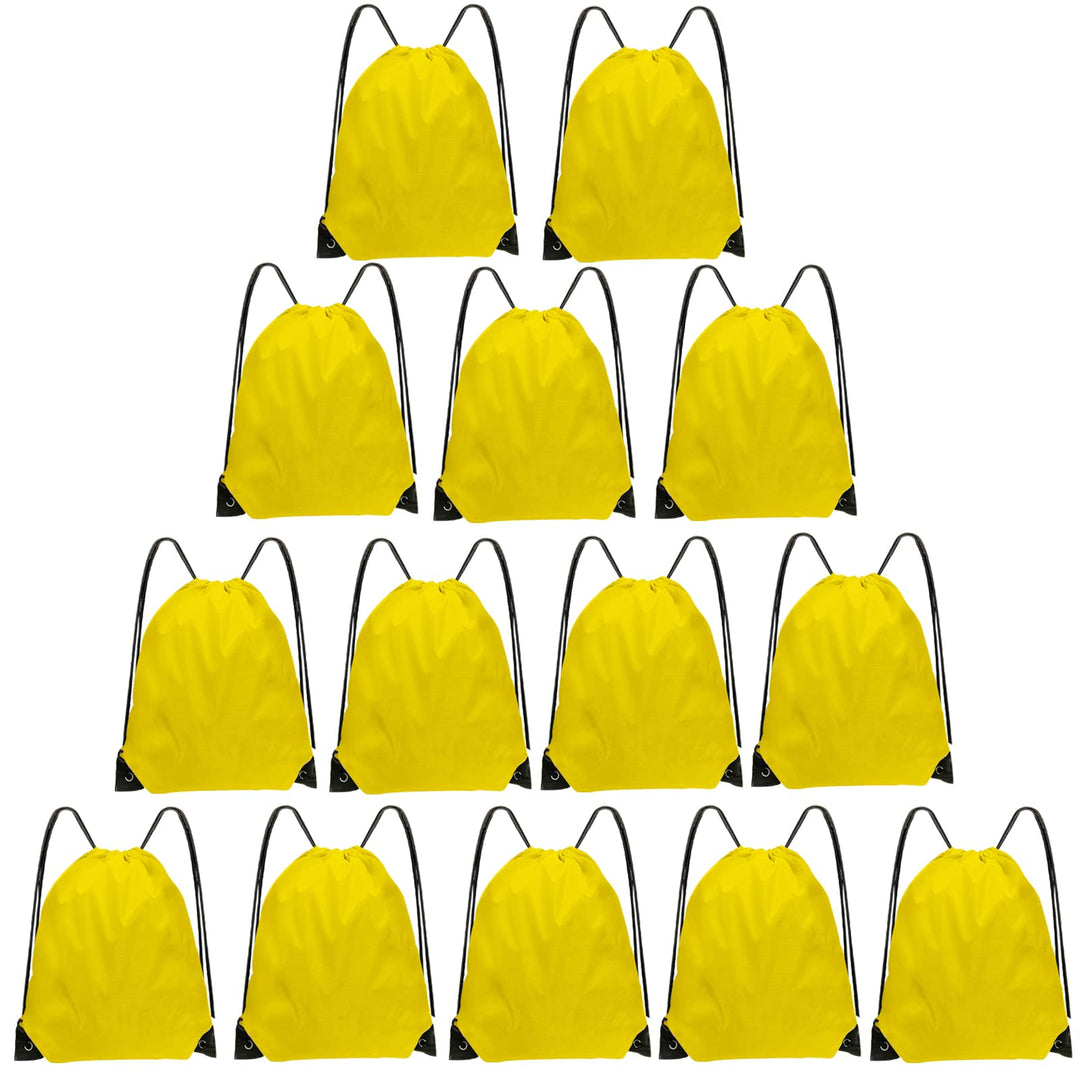 Grneric Drawstring Bags Bulk 14 Pcs Drawstring Backpack Bulk Cinch Bag Sackpack for Men Women Gym (Yellow)