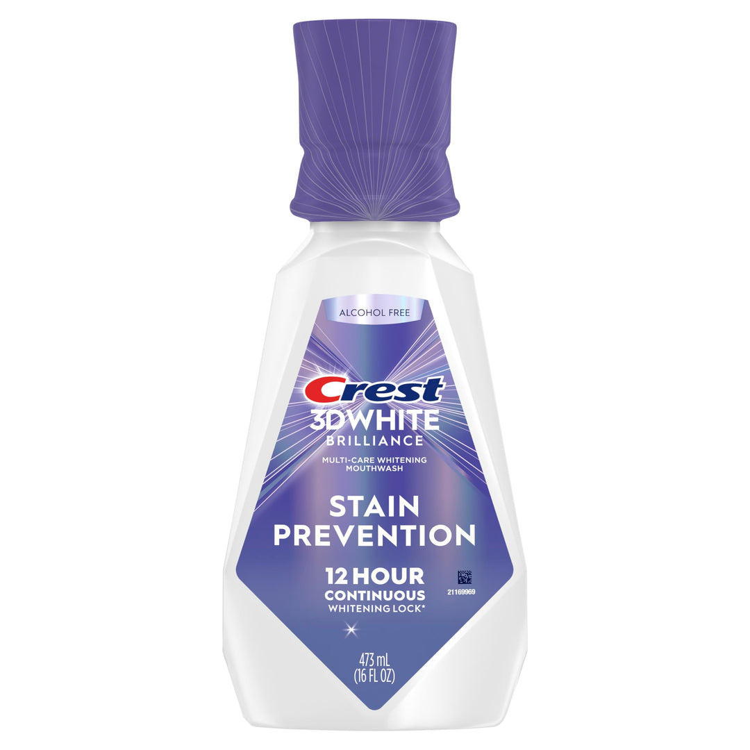 Crest 3D White Brilliance Stain Prevention Mouthwash/Rinse 473 mL- 12-Hour Stain Prevention, Alcohol Free