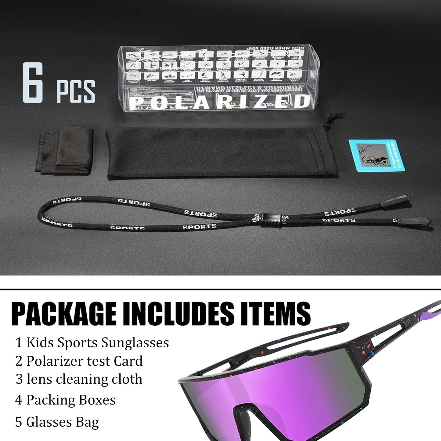 Youth Baseball Sunglasses For Boys Girls,UV400 Kids Sports Sunglasses,Cycling glasse Running Golf