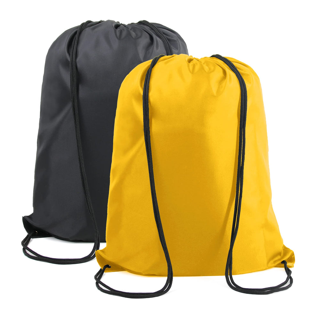 BeeGreen Yellow Black Cinch Sackpack Drawstring Backpack Bags Bulk 2 Pack X-Large 22.4" L x 17.5" W Sports Gym String Bags Machine Washable Heavy Duty for Men Women