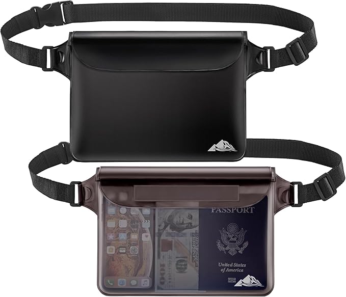 HEETA Waterproof Pouch, Screen Touch Sensitive Waterproof Bag Black & Gray Bundled with 5-Pack Clear Waterproof Dry Bag
