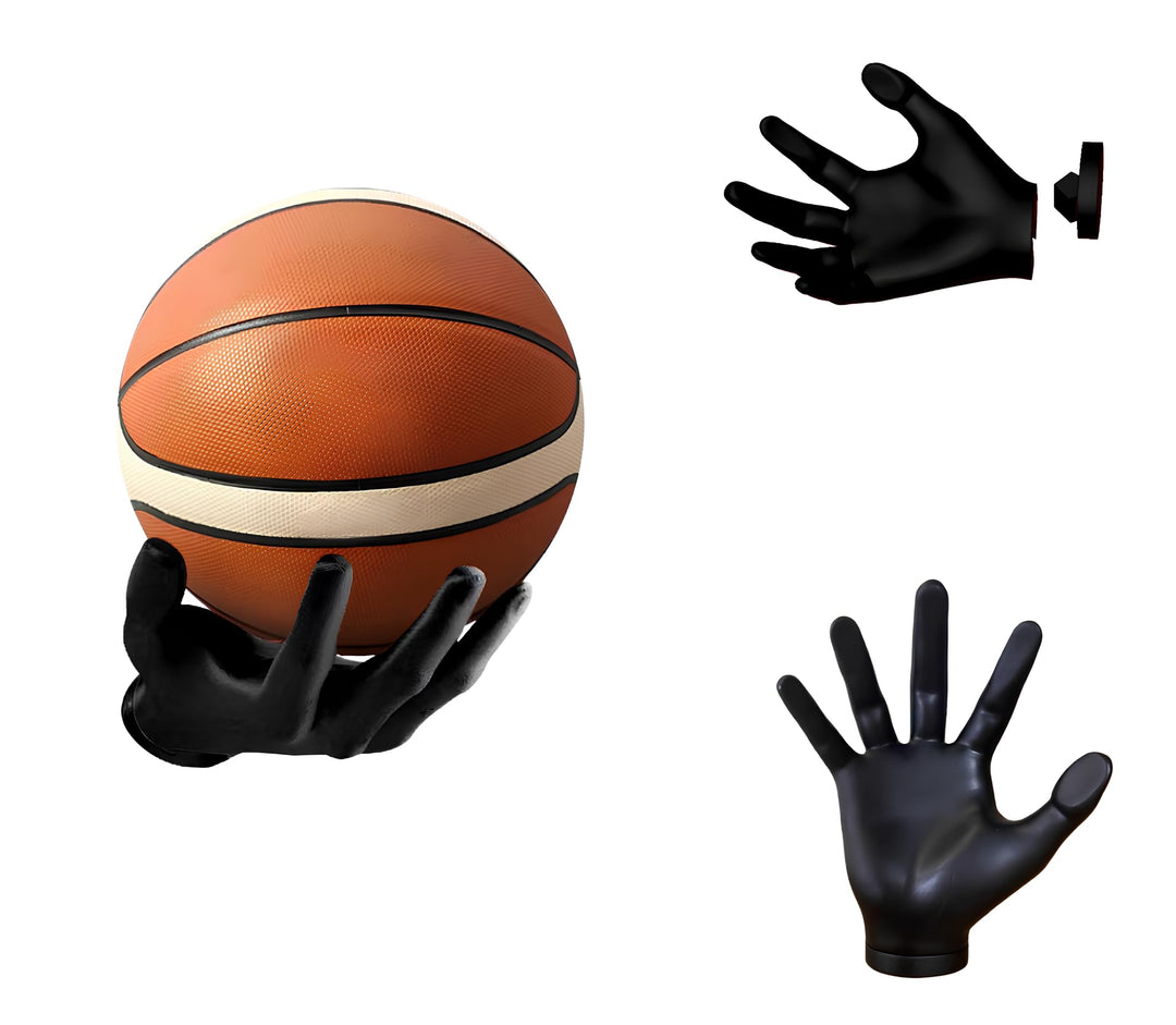 ZHYPFF Handmade Safe Wall Mounted Basketball Display Stand Hand Shaped Ball Stand Storage with Screws Wall Mounted Handheld Display Stand Suitable for Basketball,Football,Volleyball etc black