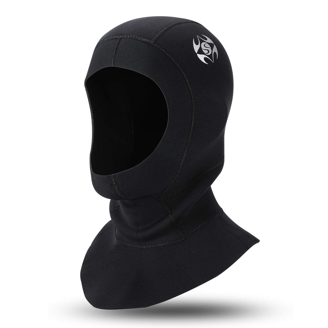 Oumers Neoprene Scuba Diving Hood 3MM Wetsuit Diving Cap, with Flow Vent to Eliminate Trapped Air, Bib Dive Hood Warm Durable Stretchable for Surfing Snorkeling Kayaking Sailing Canoeing Water Sports