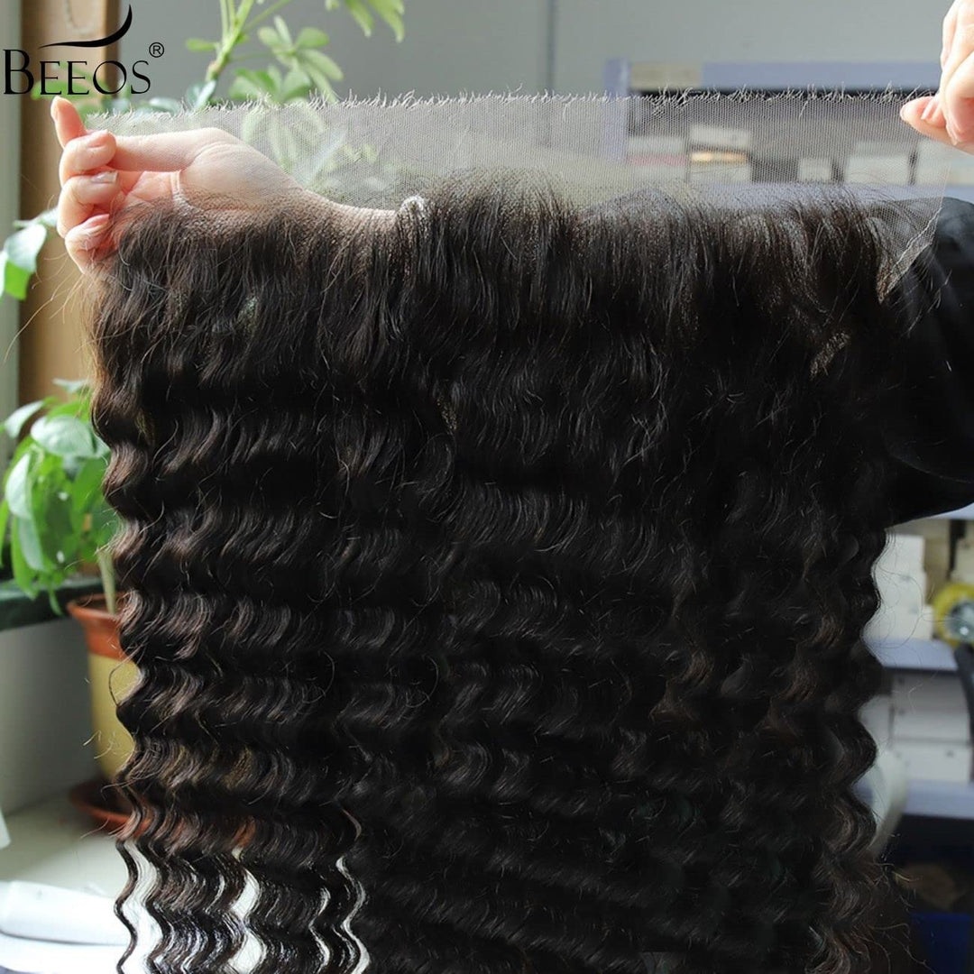 Beeos 13X6 Skinlike Real Hd Lace Frontal Only, Deep Wave 0.10Mm Ultra-Thin Hd Lace Clean Vivid Pre Plucked Natural Hairline Braz