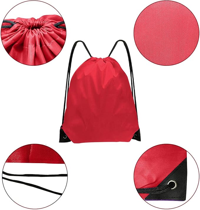 Drawstring Backpack Bulk 42 Pcs String Backpack Drawstring Bags Cinch Bag Sackpack for Men Women Gym (Red)