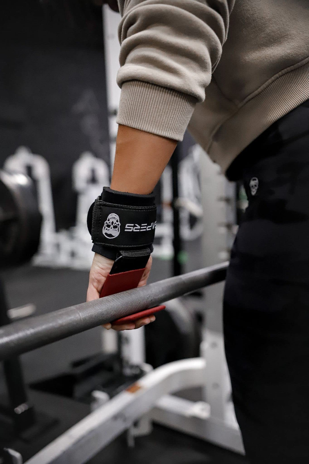 Gymreapers Weight Lifting Hooks (Pair), Heavy Duty Power Wrist Straps Hand Grip Support for Deadlifts, Pull Ups, Shrugs - Gym Gloves for Men and Women (Red)