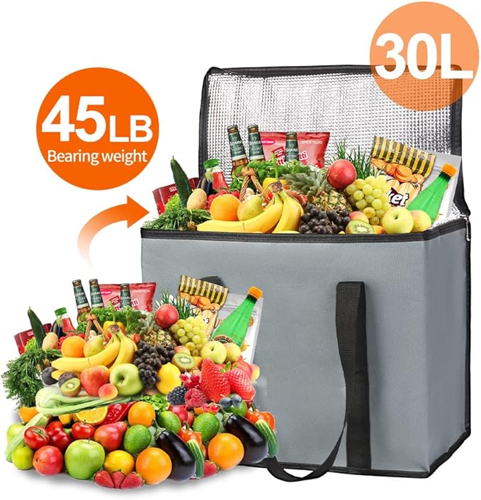 Insulated Reusable Grocery Shopping Bags, 4 Packs