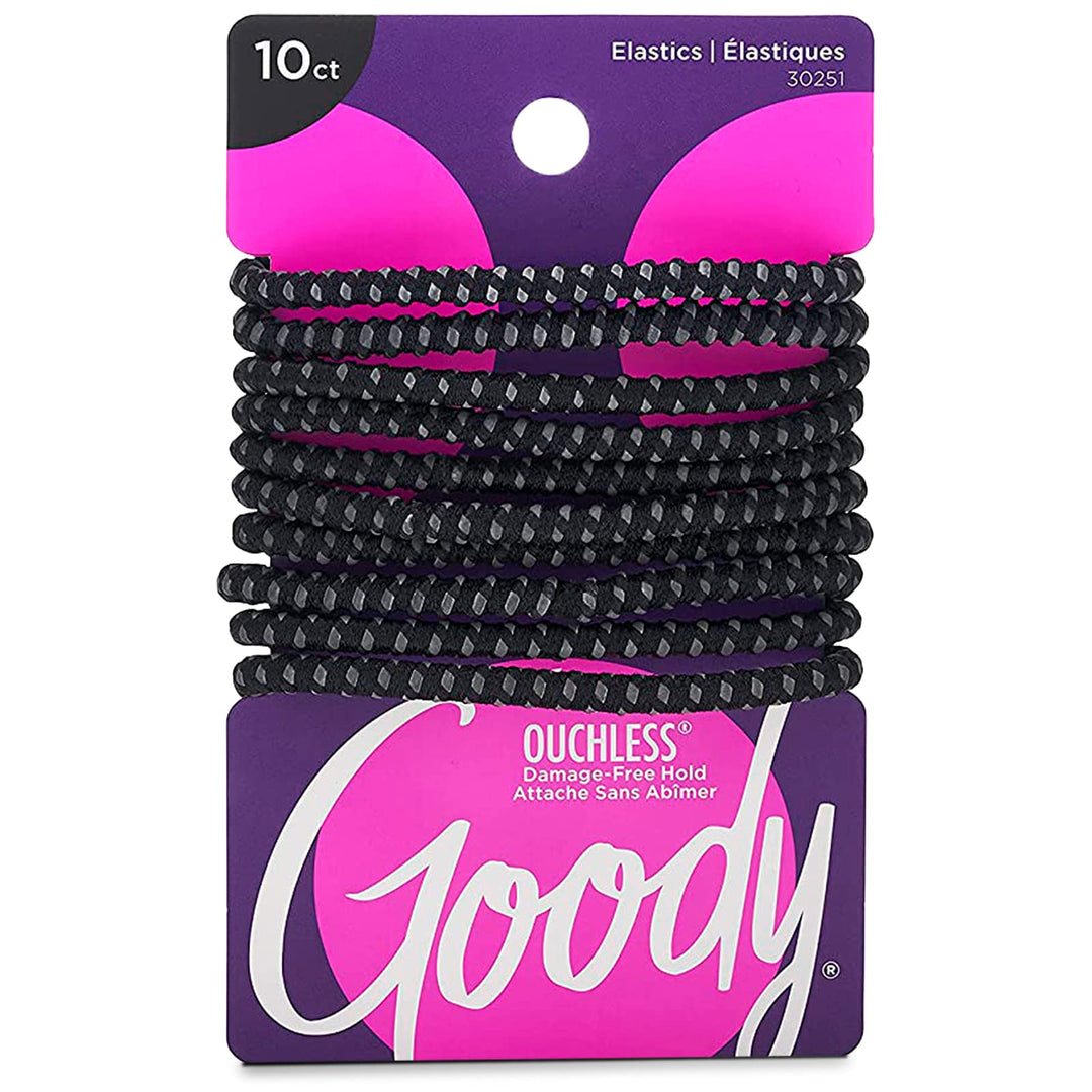 Goody Nonslip Womens Elastic Hair Tie - 10 Count, Black - 4Mm For Medium Hair- Ouchless Hair Accessories For Women Perfect For L