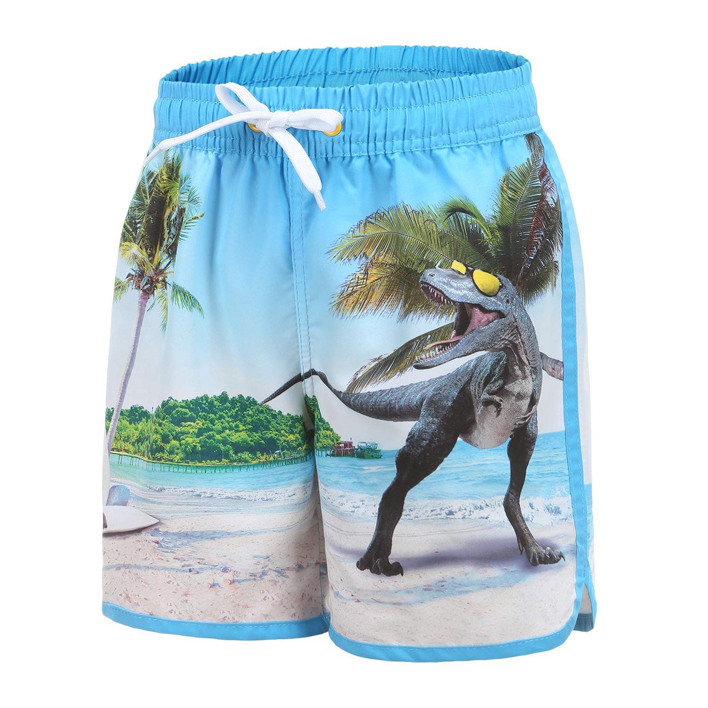 Moon Tree Big Boys Dinosaur Swim Trunks Kids Quick Dry Swim Shorts 3D Print Beach Shorts UPF 50+ Size 12/10-12