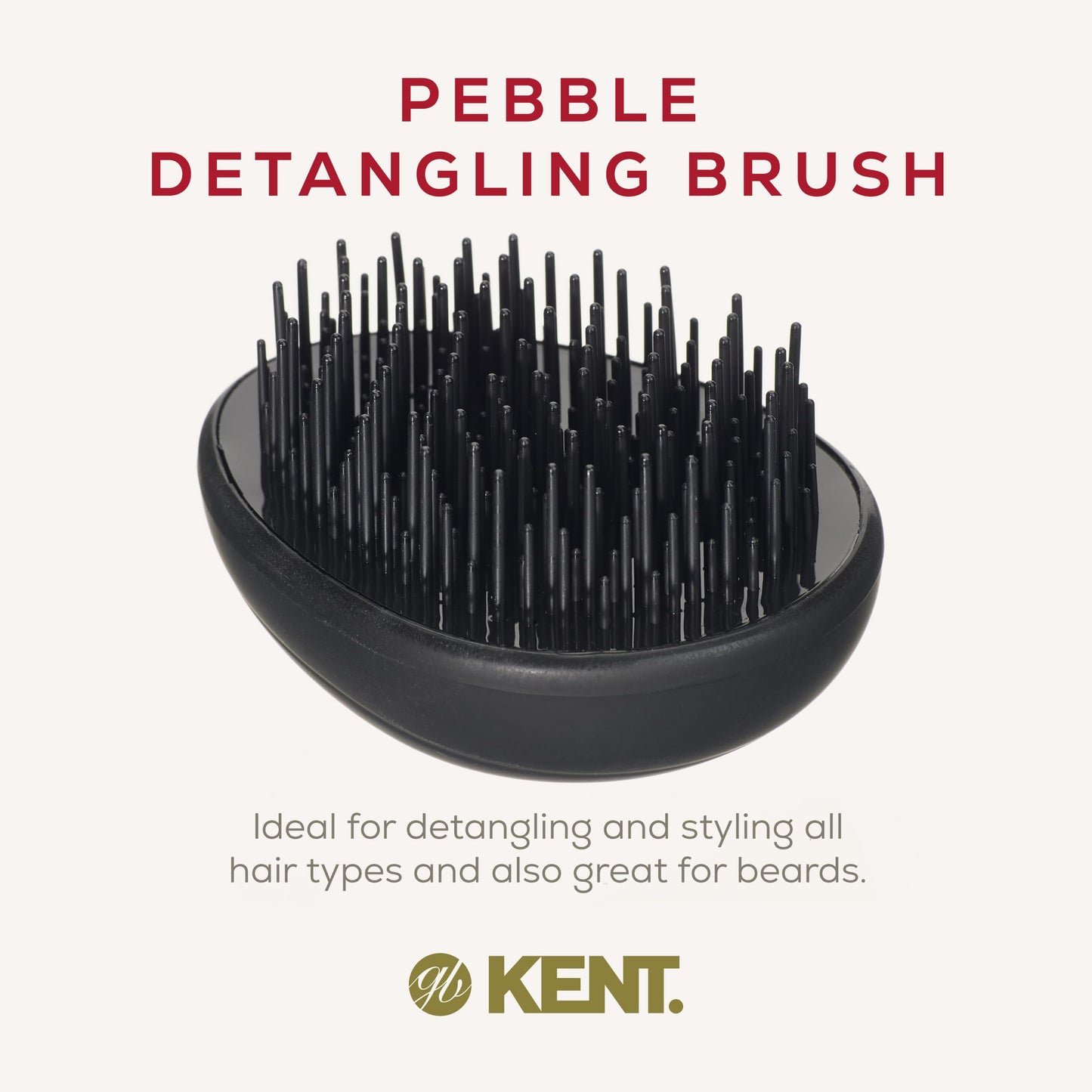 Kent PMB Black Pebble Scalp Massager Shampoo Brush, Shower and Travel Size Detangling Brush - Scalp Scrubber for Dandruff and Kids Hair Detangler - Hairbrush for Tangles