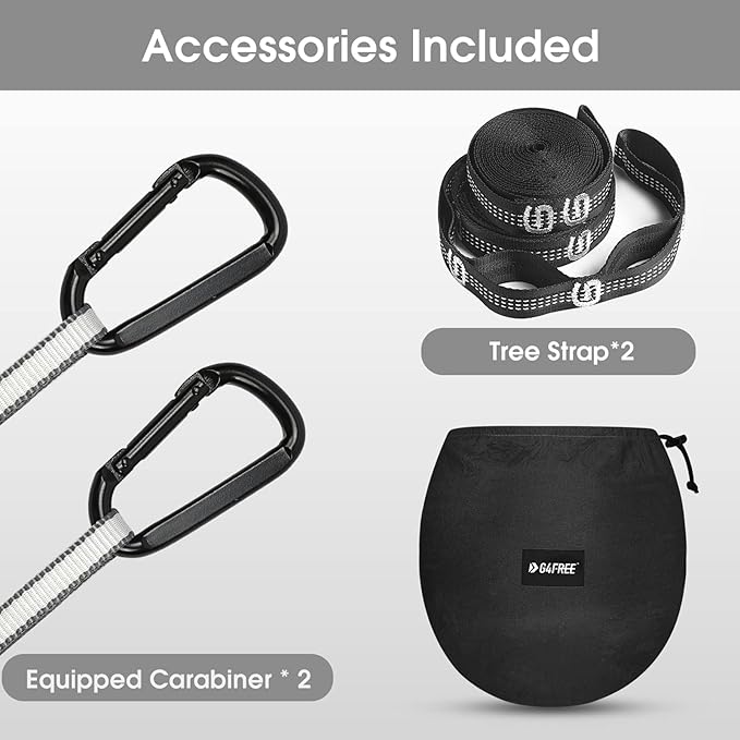 G4Free Large Camping Hammock with Mosquito Net 2 Person Pop-up Parachute Lightweight Hanging Hammocks Tree Straps Swing Bed for Outdoor Backpacking Backyard Hiking