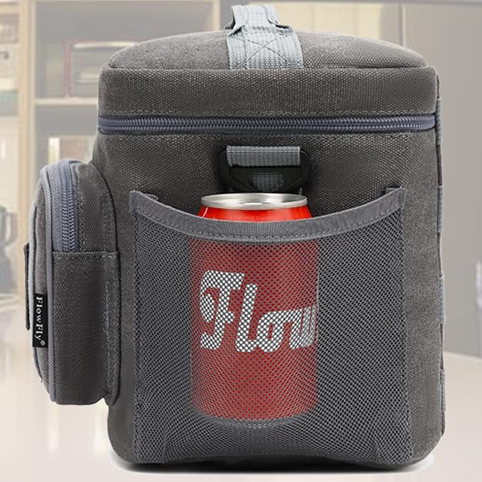 FlowFly Lunch Bag, Insulated Cooler, Thermal Lunch Box Tote with MOLLE/PALS Webbing, Adjustable Padded Shoulder Strap, for Tactical Men Women Adults and Boys Girls Kids (Navy, Medium)