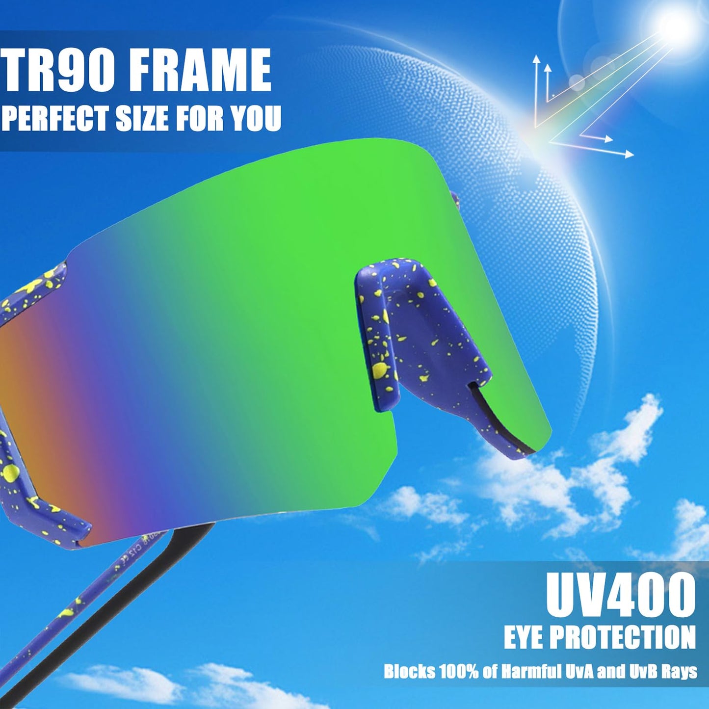 Youth Baseball Sunglasses For Boys Girls,UV400 Kids Sports Sunglasses,Cycling glasse Running Golf