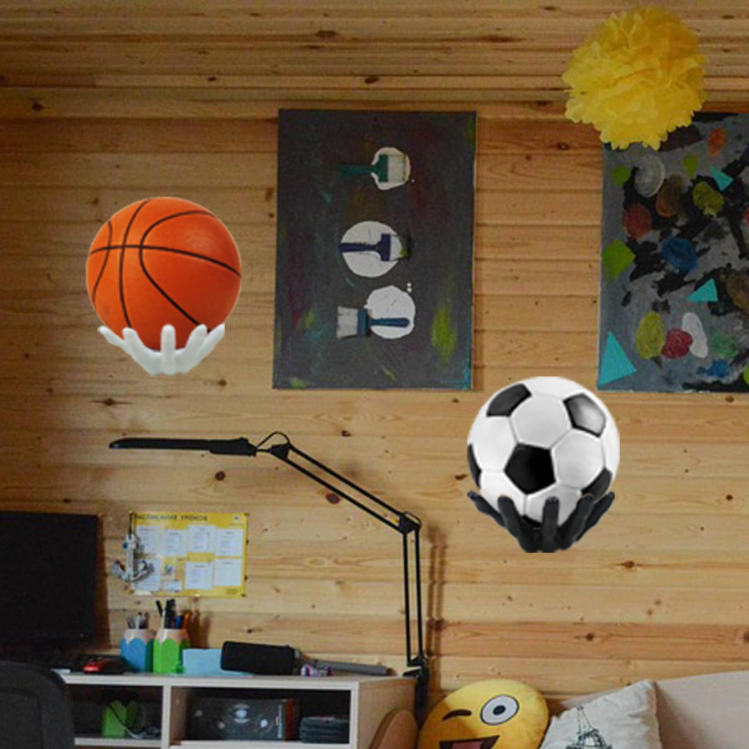 BOAMAU Hand Shaped Basketball Holder Wall Mount Gifts Basketball Room Decor Accessories Art Ball Decor Stand for Basketball, Football, Soccer, Volleyball(white)