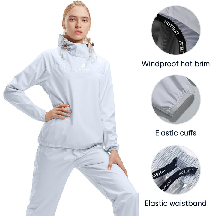HOTSUIT Sauna Suit Women Boxing Gym Sweat Suits Sport Workout Jacket Sauna Pants, Baby Blue, S