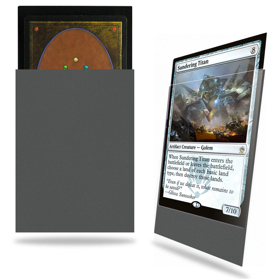 Grey MTG Card Sleeves 200 Pack, Standard Card Sleeves Sturdy MTG Sleeves Matte Back Finish, Perfect Shuffling - Protect All Your Trading Cards Collectible Cards by Fabmaker, Never Tear
