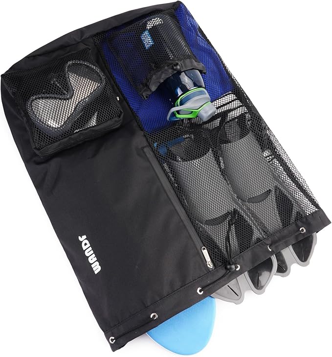 WANDF Swim Bag Mesh Drawstring Backpack with Wet Pocket for Swimming, Gym, and Workout Gear