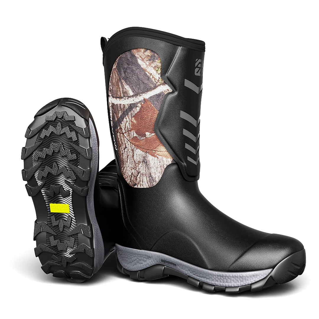 WOVENPAK Rubber Hunting Boots for Men, Waterproof Rain Boots for Women, Neoprene Mud Work Boots with Steel Shank, Size 6-13
