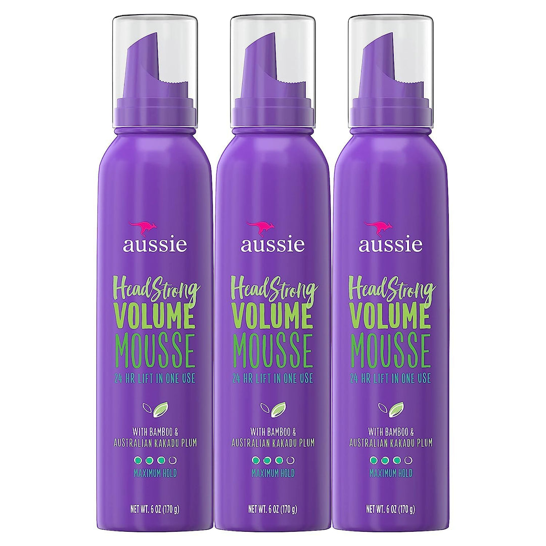 Aussie Mousse, With Bamboo & Kakadu Plum, Instant Volume, For Fine Hair, 6 Fl Oz (Pack Of 3), Packaging May Vary