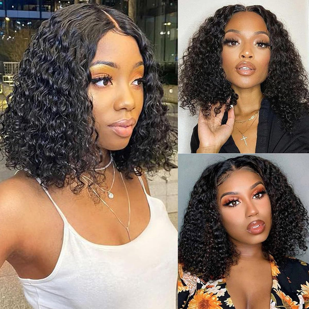 Utide Short Curly Bob Wigs Human Hair 12 Inch 13X4 Hd Transparent Lace Front Wigs Curly Wigs For Black Women Lace Frontal Wigs H
