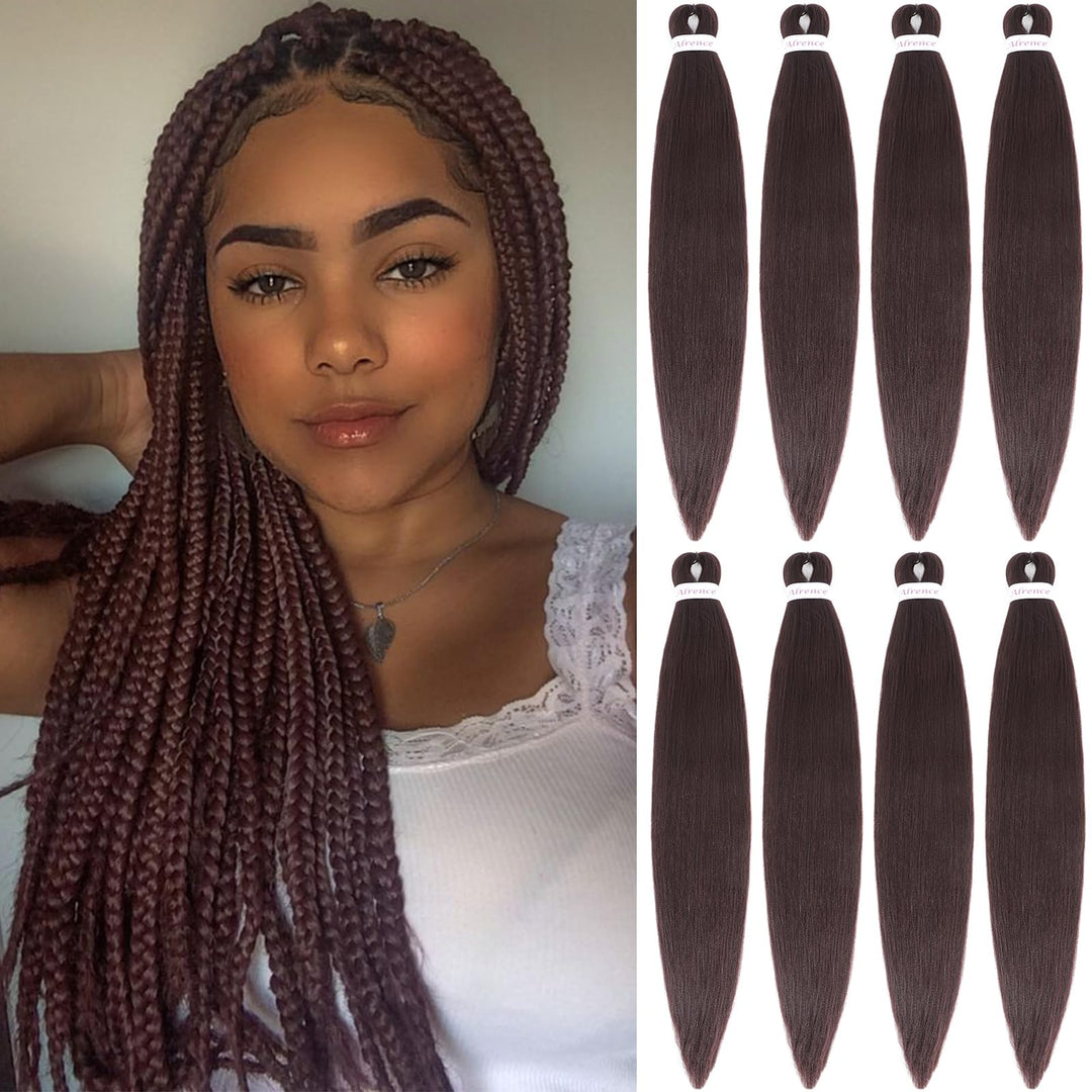 Alrence Pre Stretched Braiding Hair Long Braid 30 Inch 8 Packs Professional Braiding Hair Extensions Synthetic Crochet Twist Braids (30 Inch, 33#)