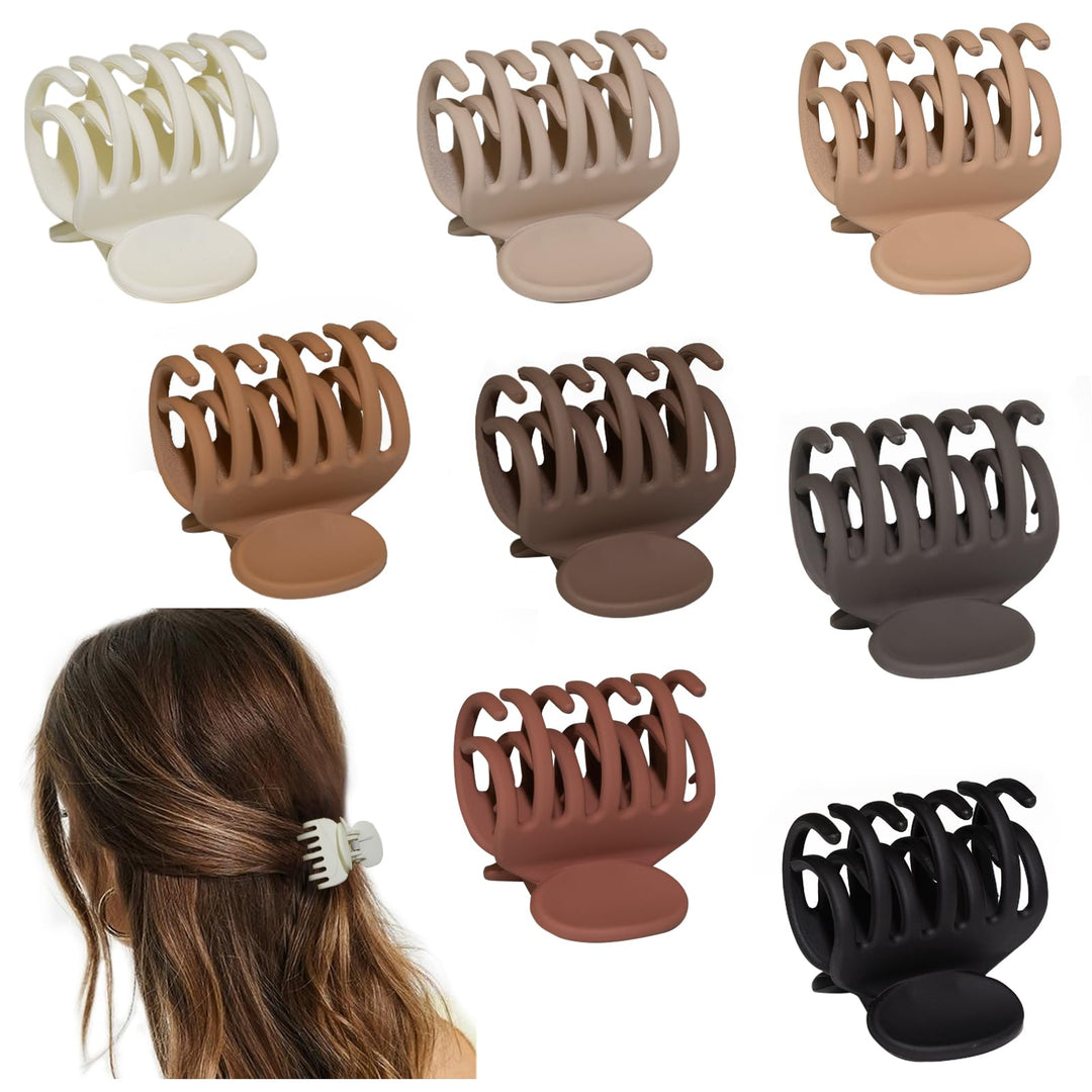 Viabty 8Pcs Claw Clips For Thin Hair Women, 1.6' Small Matte Medium Hair Claw Clips, Strong Hold Double Row Teeth Hair Clips, Cu