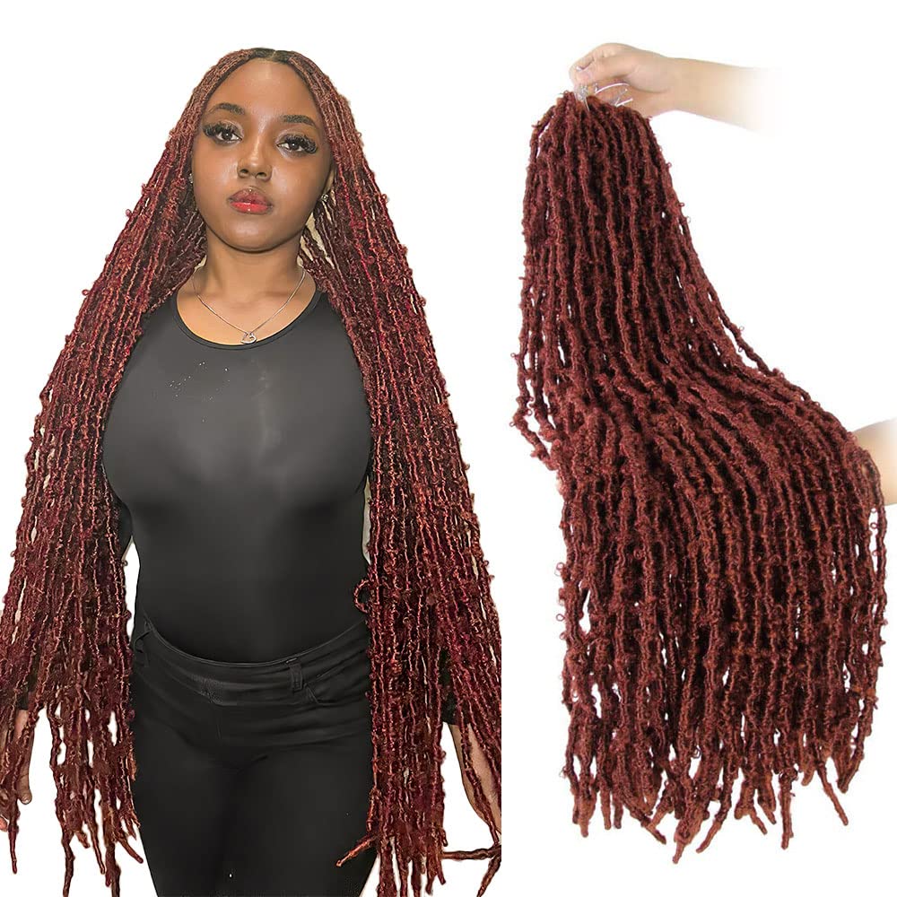 30 Inch Light Weight Butterfly Locs Crochet Hair 6 Packs Long Ginger Distressed Butterfly Faux Locs Crochet Hair, 350#