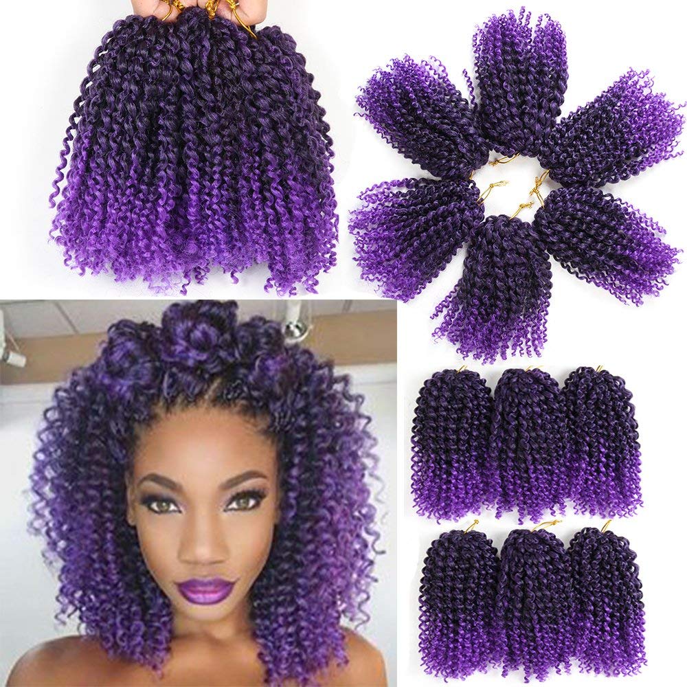 8 Inch Short Passion Twist Hair 6 Bundles Kinky Curly Crochet Hair For Black Women Curly Braiding Hair Crochet Braids Hair (6Bun