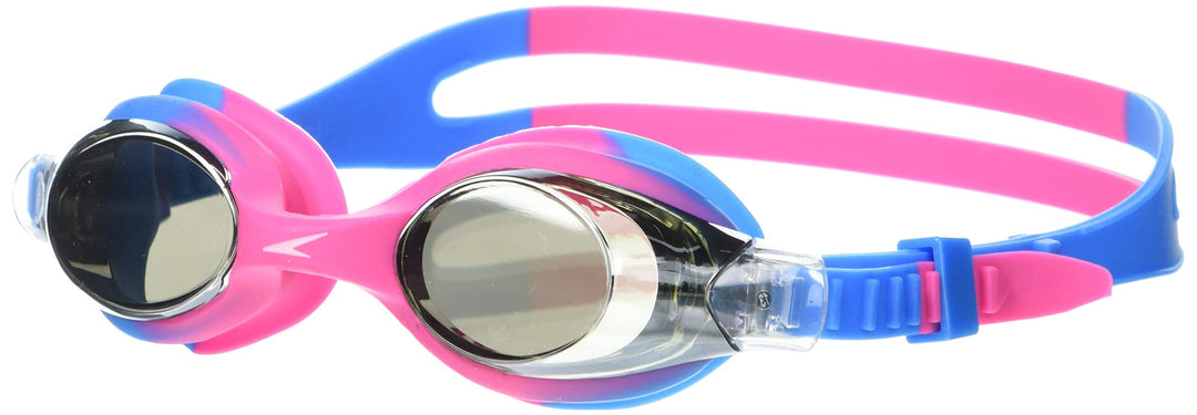 Speedo Unisex-Child Swim Goggles Skoogle Ages 3 - 8, UV Protection|Mirrored|Anti Fog, Blue Pink/Grey