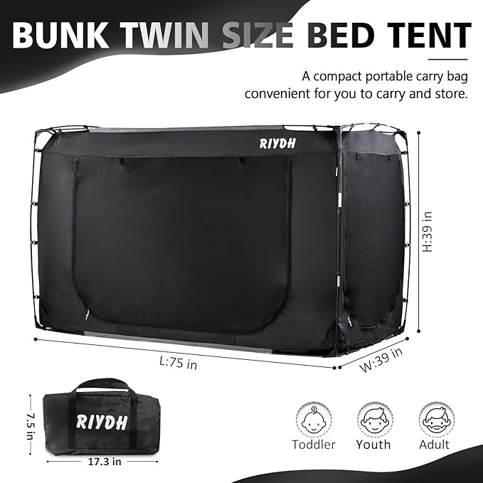 Bed Tent Bed Canopy BunkTwin Size Tents for Adult and Kids- Original Design Portable Dream Tent Indoor Sleeping Tents 80% Blackout with 3 Doors Breathable Big Space Tents