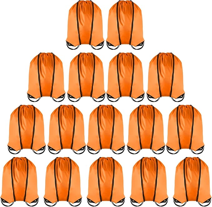 GoodtoU Drawstring Bags Bulk Cinch Backpacks - Nylon Drawstring Backpack Sports String bags 16 Pcs Orange