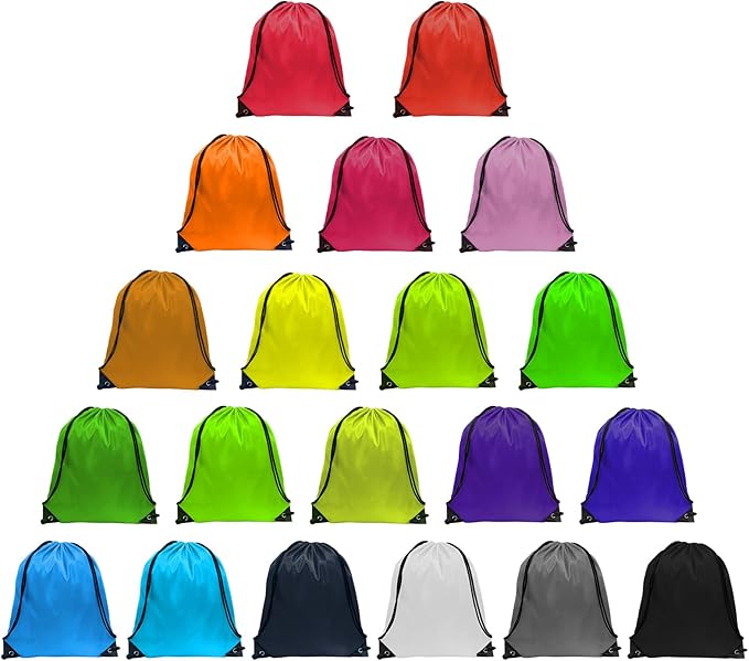 GoodtoU Drawstring Backpacks, Bags Bulk Nylon Backpack Draw String Back Bag Cinch Sack Gym Bag for Sport, Traveling, Team (20 Colors, 20Pcs)