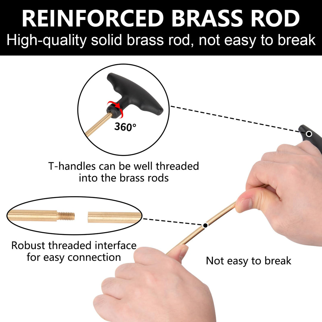 BOOSTEADY Universal Handgun Cleaning kit .22,.357,.38,9mm,.45 Caliber Pistol Cleaning Kit Bronze Brush and Brass Jag Adapter
