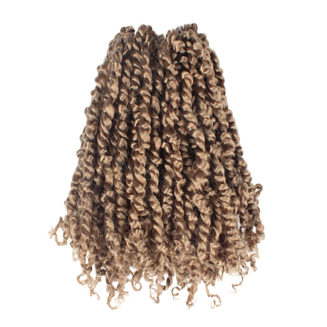 The Bohobabe Pre-Twisted Passion Twist Crochet Hair 14 Inch Short Pre-Looped Crochet Passion Twist Braiding Hair 8 Packs (27#, H