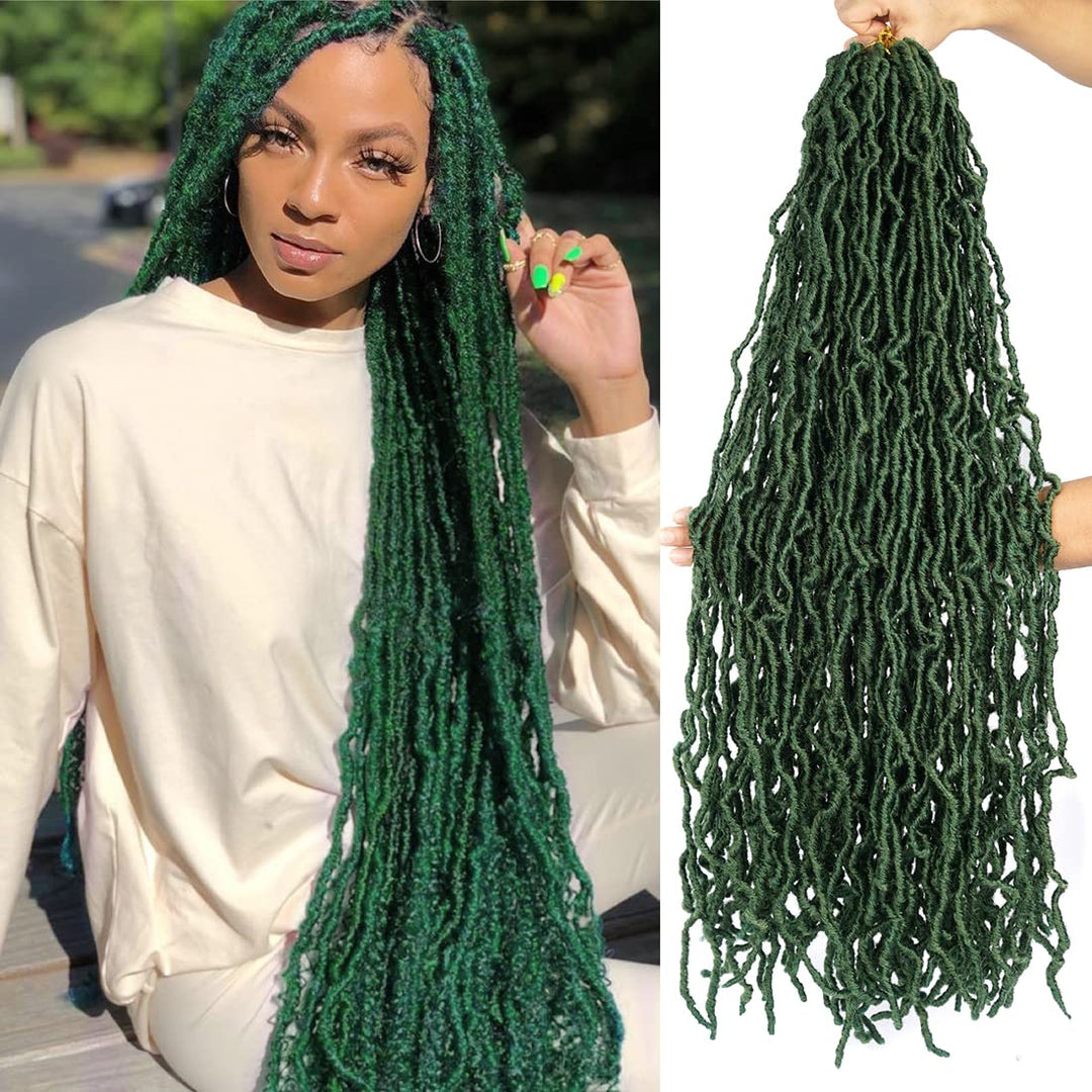 36 Inch New Green Faux Locs Crochet Hair 6 Packs Most Natural Soft Lcos Crochet Hair New Crochet Faux Locs Hair Synthetic Croche