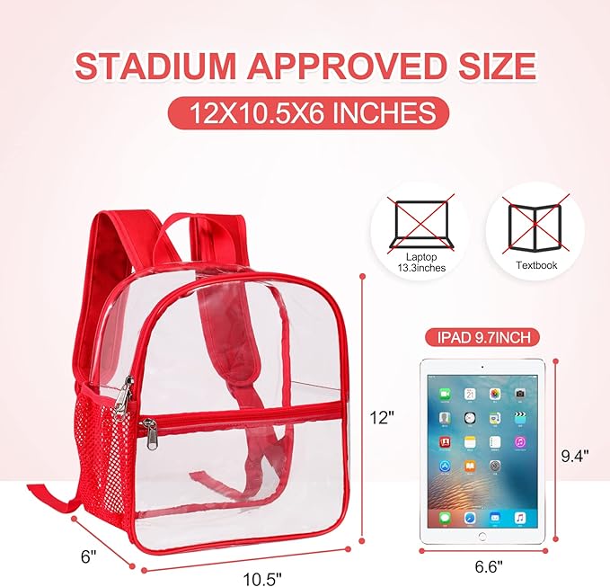 USPECLARE Clear Backpack for Stadium Approved 12×6×12, Water proof Clear Bag for Stadium Events and Concert Work Sport Event